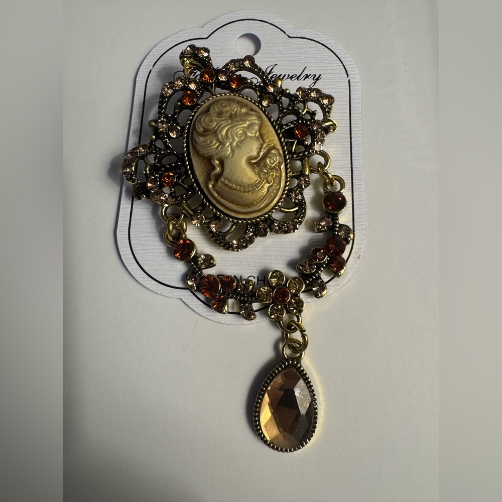 New Fashion Jewelry Cameo brooch -tans
